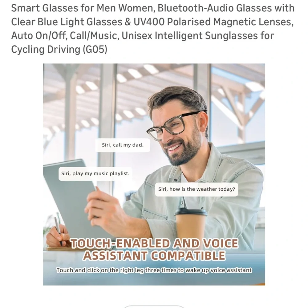 Smart Bluetooth Audio Glasses - Black